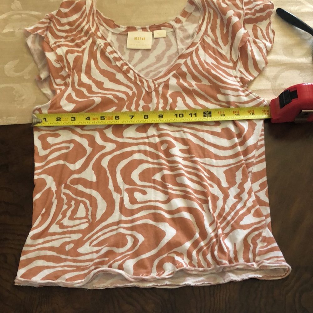 Maeve Anthropologie Ruffle Sleeve V-Neck Tee - Size Small - Picture 6 of 7